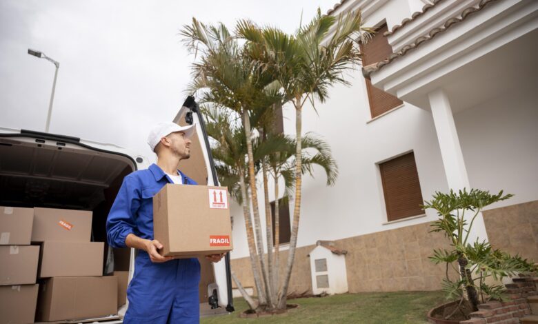 medium-shot-delivery-man-holding-box - مرينا لتجارة اثاث مستعمل